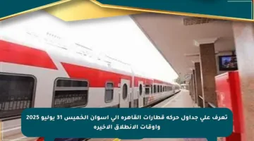 تعرف على جداول حركة قطارات القاهرة إلى أسوان الخميس 31 يوليو 2025 وأوقات الانطلاق الأخيرة